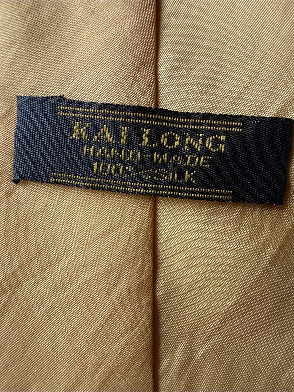 Kai Long Men's Solid Yellow Silk Tie